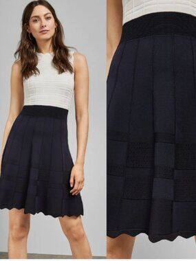 Ted Baker Women's White and Navy Dress